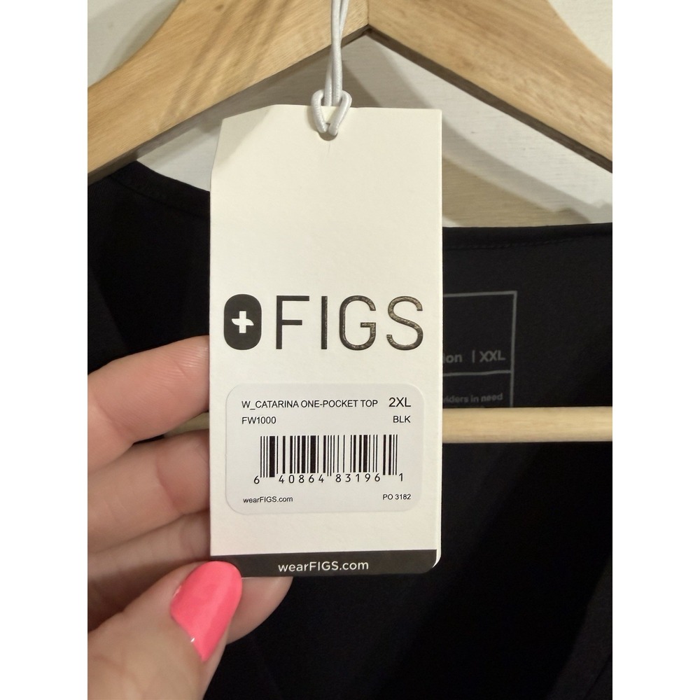 NWT Figs 2XL Catarina One Pocket Scrub Top Black Size XXL Medical - Picture 2 of 4